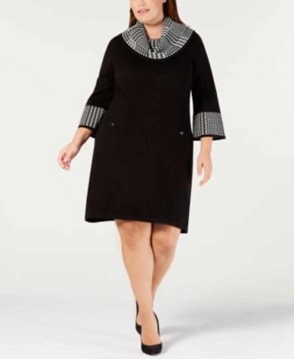 NWT Black Cowl Neck Sweater Dress Plus Size 2X Holiday Career Office Preppy